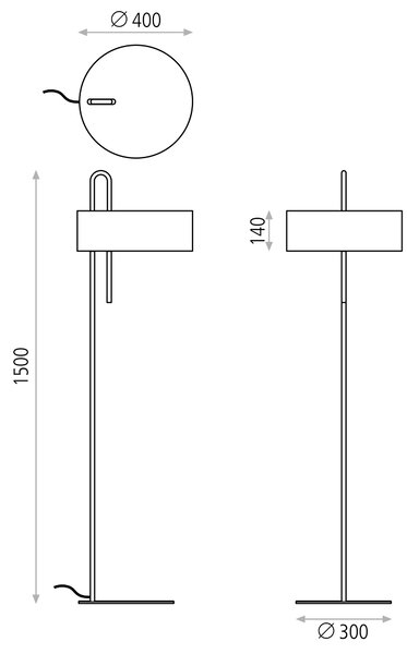 ACB Iluminacion Stojací LED lampa CLIP, v. 150 cm, 1xE27 15W Barva: Černá, Barva montury: Černá