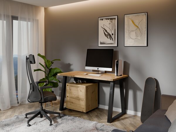 PC stolek Fentura (dub artisan + černá). Akce -27%