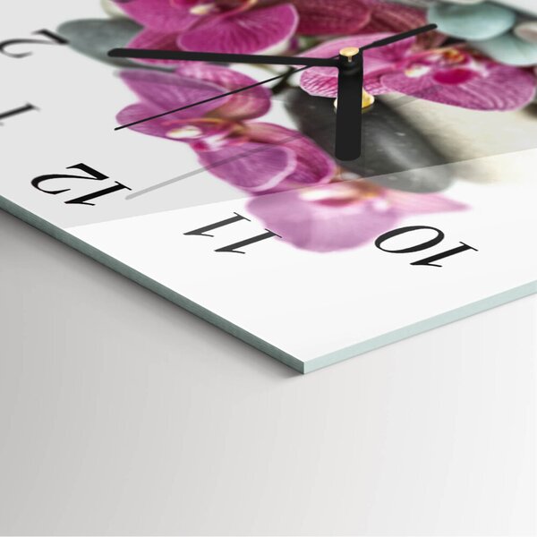 Skleněné hodiny na stěnu Orchideje zskc-30x30-00171659