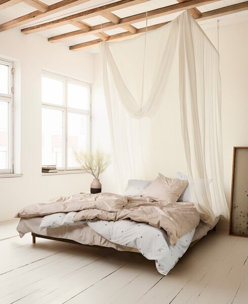 Béžové povlečení na dvoulůžko/prodloužené z bavlněného perkálu 200x220 cm Daisy – JUNA