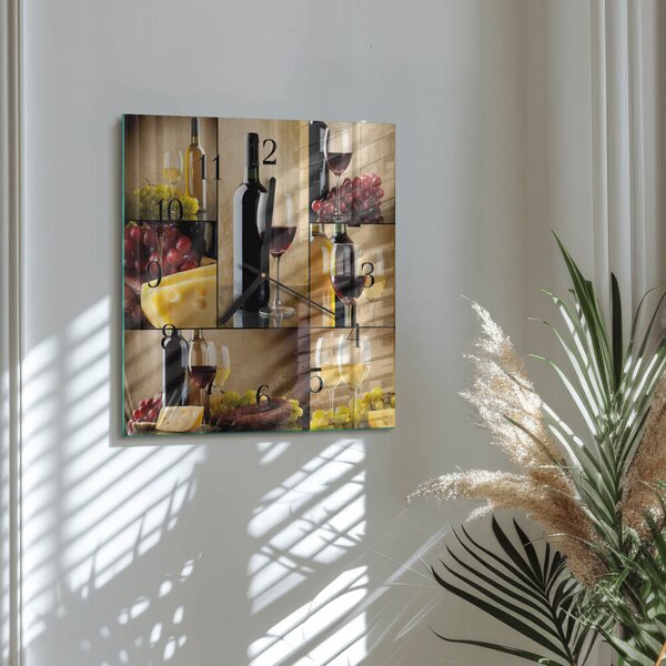 Skleněné hodiny na stěnu Láhev vína zskc-30x30-00171672