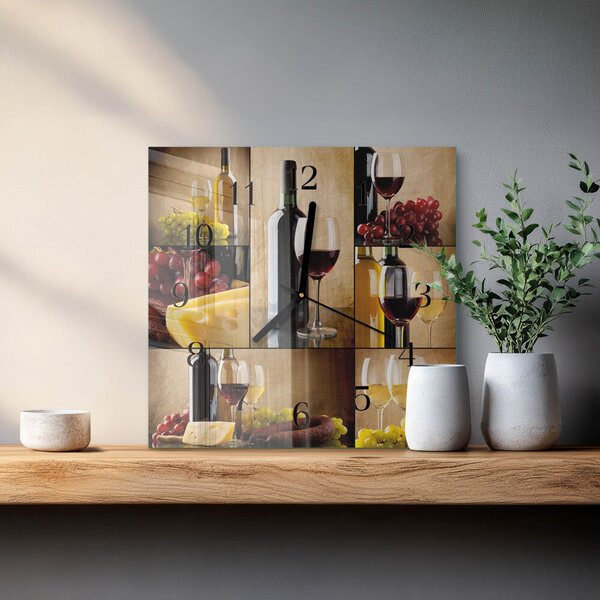 Skleněné hodiny na stěnu Láhev vína zskc-30x30-00171672