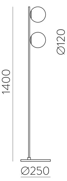 ACB Iluminacion Stojací LED lampa DORIS, v. 140 cm, 2xG9 7W Barva: Černá