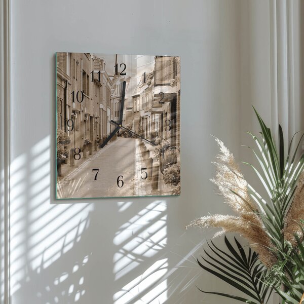 Skleněné hodiny na stěnu Sepia Avenue zskc-30x30-00171675
