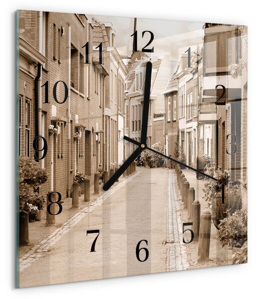 Skleněné hodiny na stěnu Sepia Avenue zskc-30x30-00171675