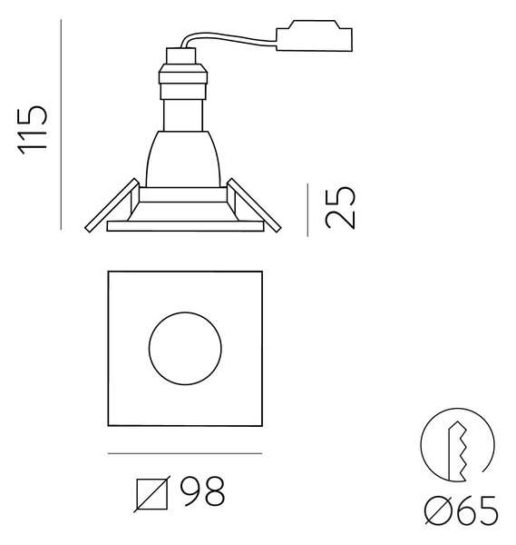 ACB Iluminacion Zapuštěné bodové svítidlo DORO, ⌀ 10 cm, 1xGU10 8W Barva: Černá