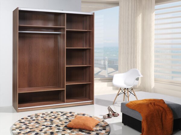 Šatní skříň s posuvnými dveřmi Wartessa 1 B (wenge) (se zrcadlem)