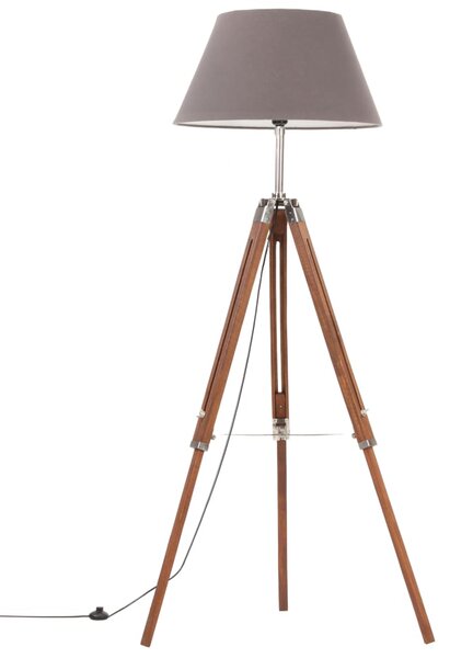 Stojací lampa stativ medově hnědá a šedá masivní teak 141 cm