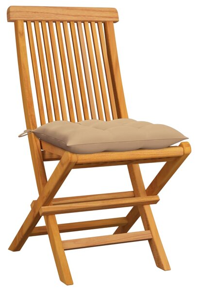 Zahradní židle s béžovými poduškami 6 ks masivní teak