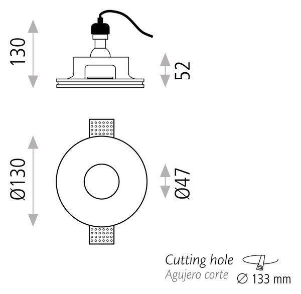 ACB Iluminacion Zapuštěné LED svítidlo GAMMA, ⌀ 13 cm, 1xGU10 8W