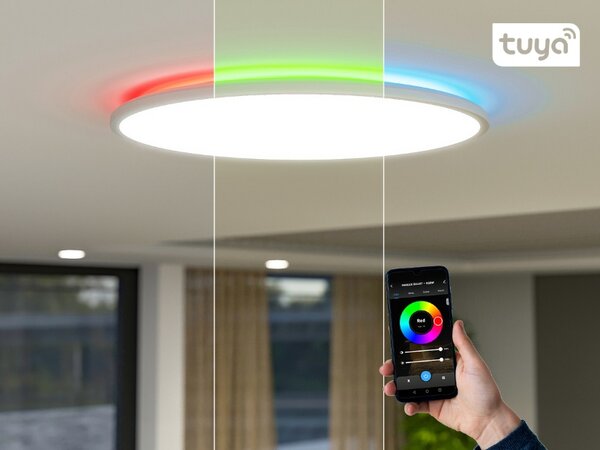 PANLUX s.r.o. Stropní svítidlo ITAKA 600 CCT s RGB přisvícením SMART Tuya Wifi