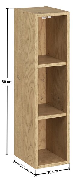 Koupelnový horní otevřený regál DUB CREMONA 20 cm
