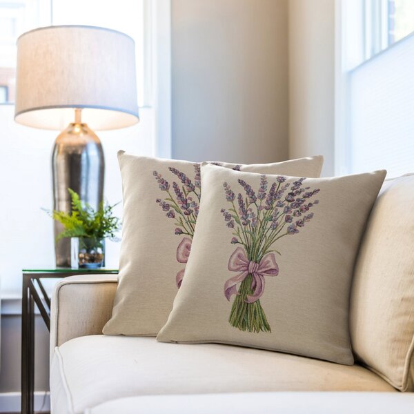 GOBELÍNOVÝ DEKORAČNÍ POVLAK NA POLŠTÁŘ LAVENDER2 45X45 CM VZOROVANÁ