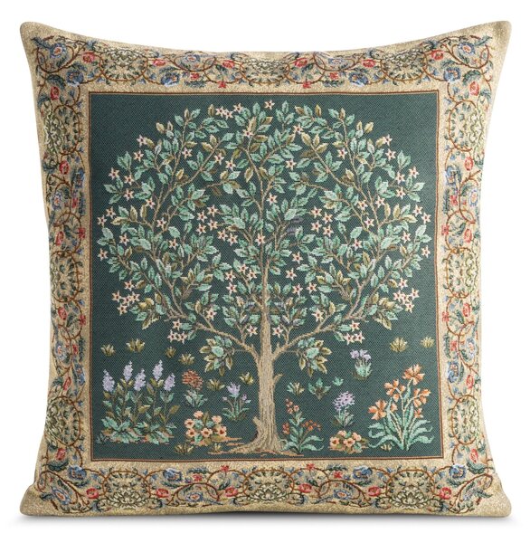 GOBELÍNOVÁ DEKORAČNÍ POVLAK NA POLŠTÁŘ FESTIVE VERDE 45X45 CM VZOROVANÁ