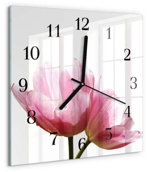 Skleněné hodiny na stěnu Tulipány zskc-30x30-00171765