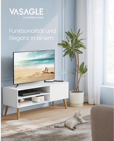 TV stolek – bílý minimalistický design, 120 × 40 × 49 cm