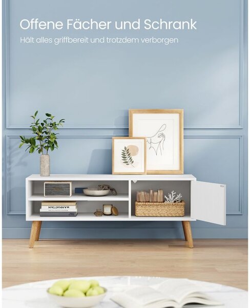 TV stolek – bílý minimalistický design, 120 × 40 × 49 cm