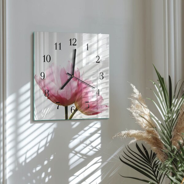 Skleněné hodiny na stěnu Tulipány zskc-30x30-00171765