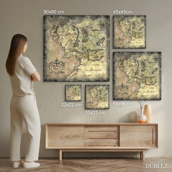 DUBLEZ | Dřevěný obraz - Mapa Středozemě | UV tisk, Premium