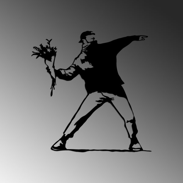 ASIR Nástěnná dekorace kovová BANKSY Protest, černá
