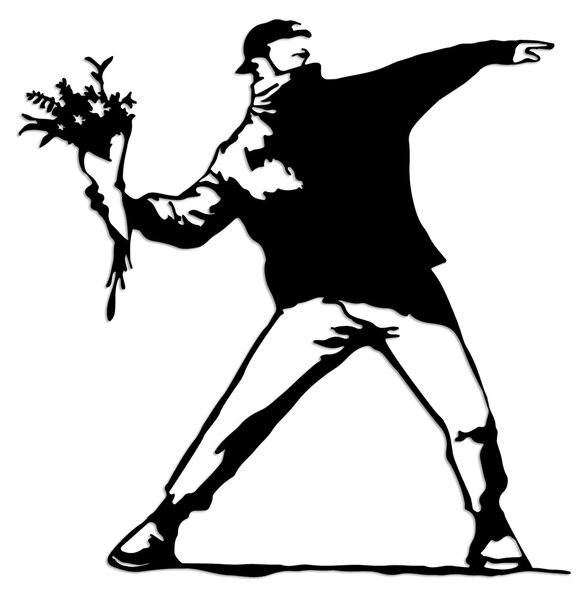 ASIR Nástěnná dekorace kovová BANKSY Protest, černá