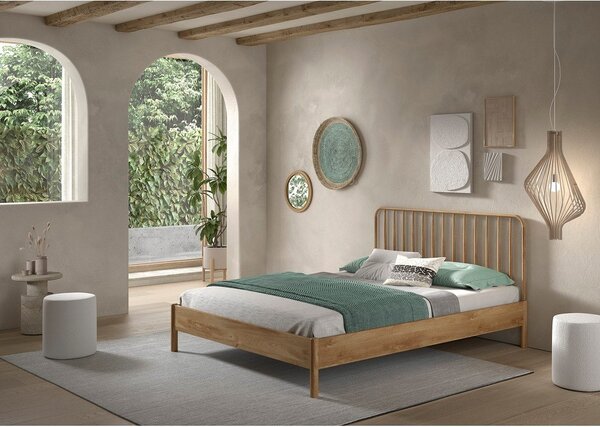 Dvoulůžková postel z dubového dřeva bez roštu 160x200 cm v přírodní barvě Olive Spindle – Vipack