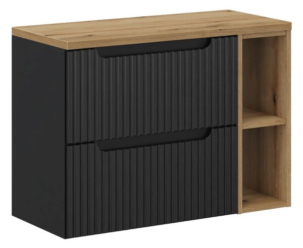 Comad Závěsná skříňka pod umyvadlo Nova Black s deskou 80 cm černá/dub evoke