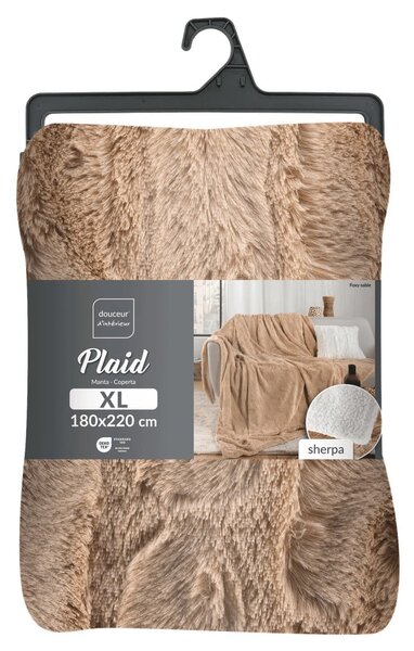 Světle hnědá deka z mikroplyše 180x220 cm Foxy – douceur d'intérieur