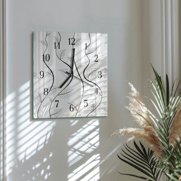 Skleněné hodiny na stěnu Umění listí zskc-30x30-00171840