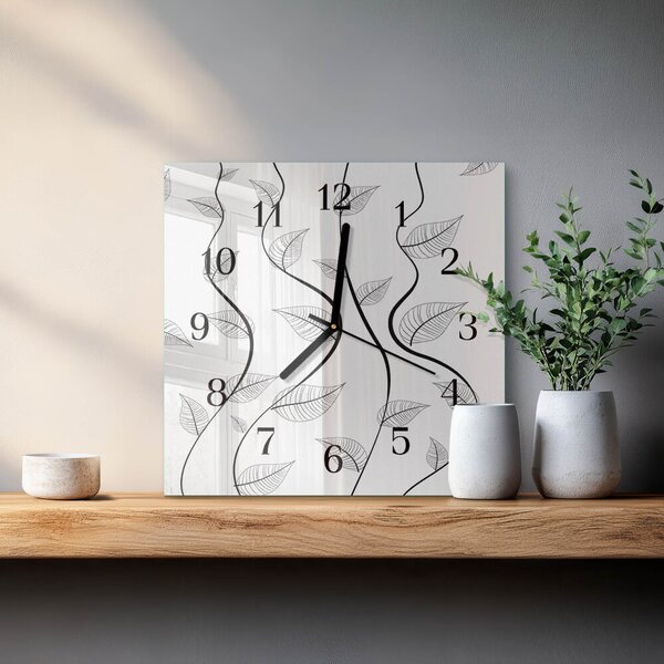 Skleněné hodiny na stěnu Umění listí zskc-30x30-00171840