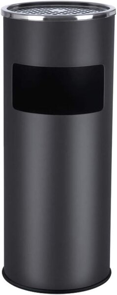 Kovový odpadkový koš s popelníkem, objem 30 l, černý, nerez