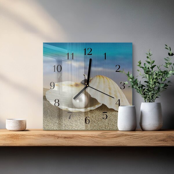 Skleněné hodiny na stěnu Perla z mušle zskc-30x30-00171856