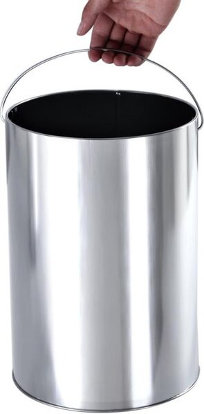 Kovový odpadkový koš s popelníkem, objem 30 l, černý, nerez