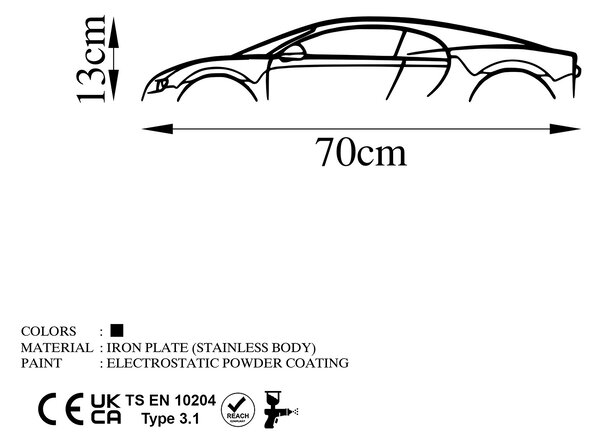 ASIR Nástěnná dekorace kovová BUGATTI VEYRON SILHOUETTE