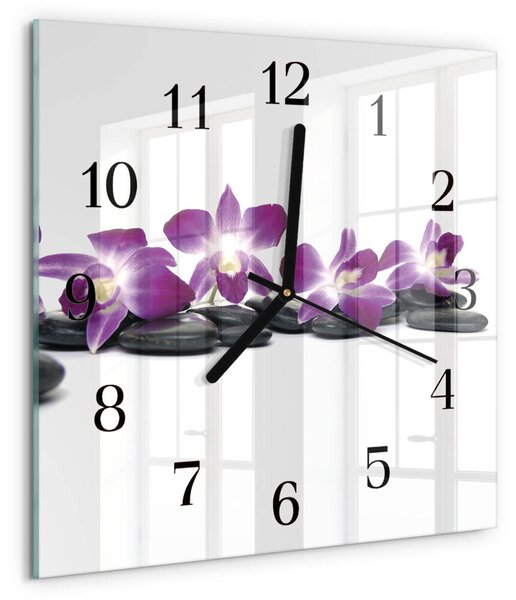 Skleněné hodiny na stěnu Orchidej zskc-30x30-00171863