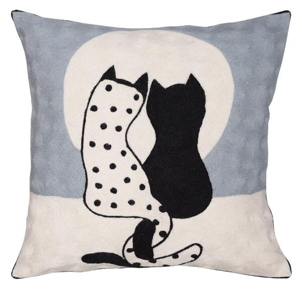 Povlak ART WOOL lovely cats smetanovočerná 45 x 45 cm