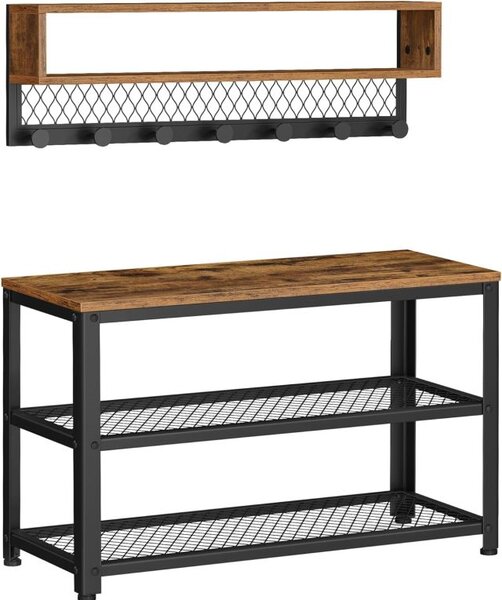 Předsíňová sestava s lavicí a botníkem, industriální styl