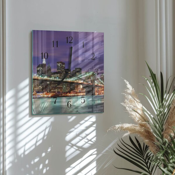 Skleněné hodiny na stěnu Horizontální most zskc-30x30-00171901