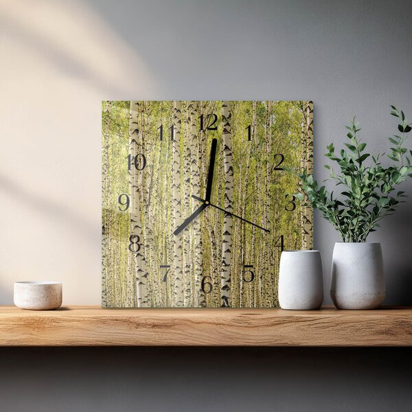 Skleněné hodiny na stěnu Březový les zskc-30x30-00171909