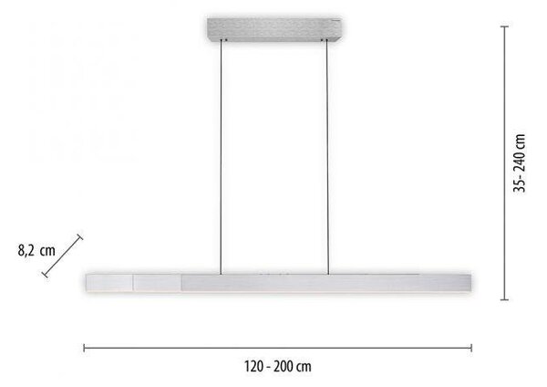 Paul Neuhaus LED závěsné svítidlo PURE-MOTO-RISE elektricky nastavitelná výška dotykový vypínač 2700-5000K hliník, d.200cm