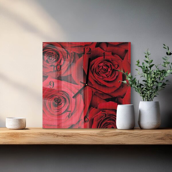 Skleněné hodiny na stěnu Růže zskc-30x30-00171918