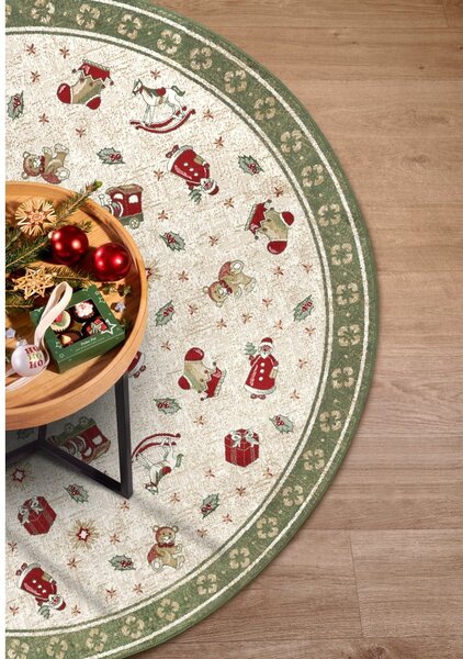 Zelený kulatý koberec s vánočním motivem s příměsí bavlny ø 160 cm Toy's Delight Green Christmas – Villeroy&Boch