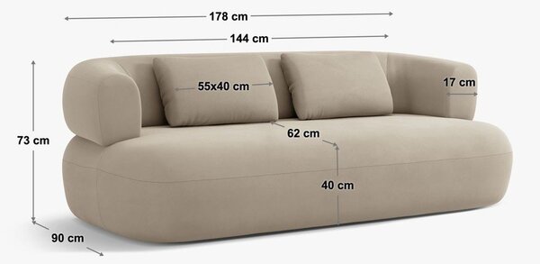 Pohovka z textilie bouclé v terakotové barvě 178 cm Jenny – Micadoni
