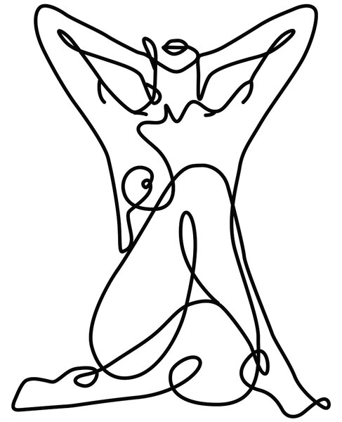 Wallexpert Dekorativní kovový nástěnný doplněk Geometric Nude Woman, Černá