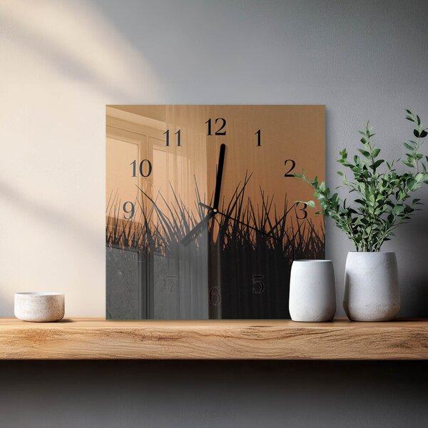 Skleněné hodiny na stěnu Tráva zskc-30x30-00171976