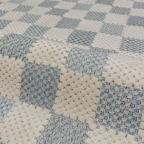 Modrý pratelný koberec s příměsí bavlny 116x170 cm Muted Checkerboard – Flair Rugs