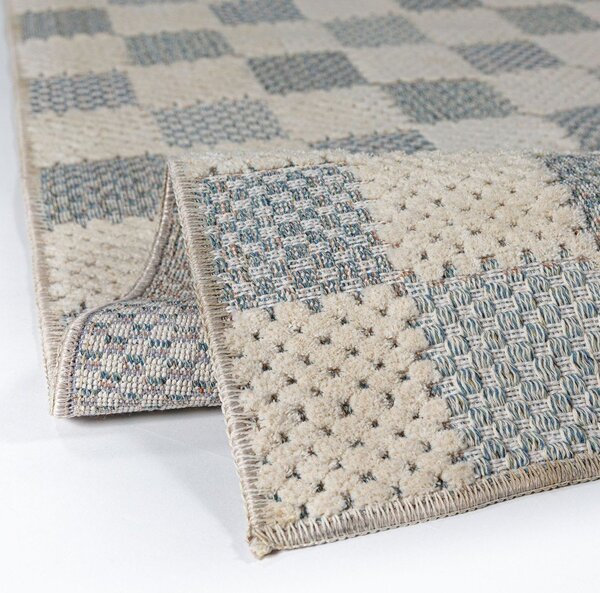 Modrý pratelný koberec s příměsí bavlny 116x170 cm Muted Checkerboard – Flair Rugs