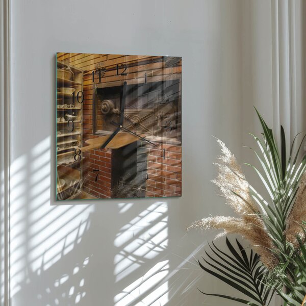 Skleněné hodiny na stěnu Chlebová pec zskc-30x30-00171980