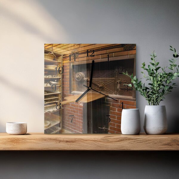 Skleněné hodiny na stěnu Chlebová pec zskc-30x30-00171980