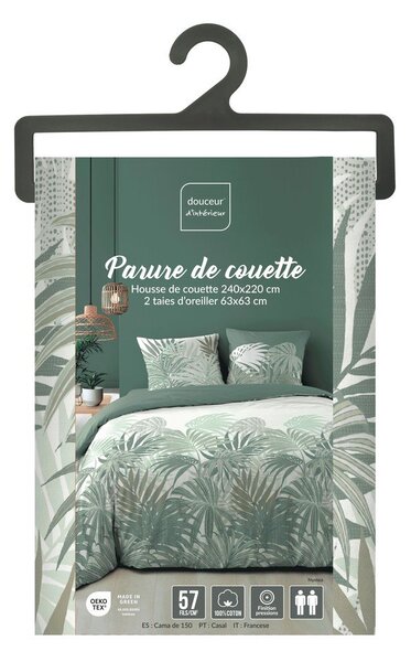 Zelené bavlněné povlečení na dvoulůžko/prodloužené 240x220 cm Nymea – douceur d'intérieur